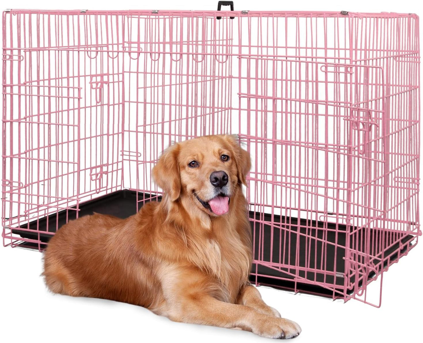 Best Pet 48 Inch Dog Crates for Large Dogs Folding Metal Wire Crates Dog Kennels Outdoor and Indoor Pet Dog Cage Crate with Double-Door,Divider Panel, Removable Tray