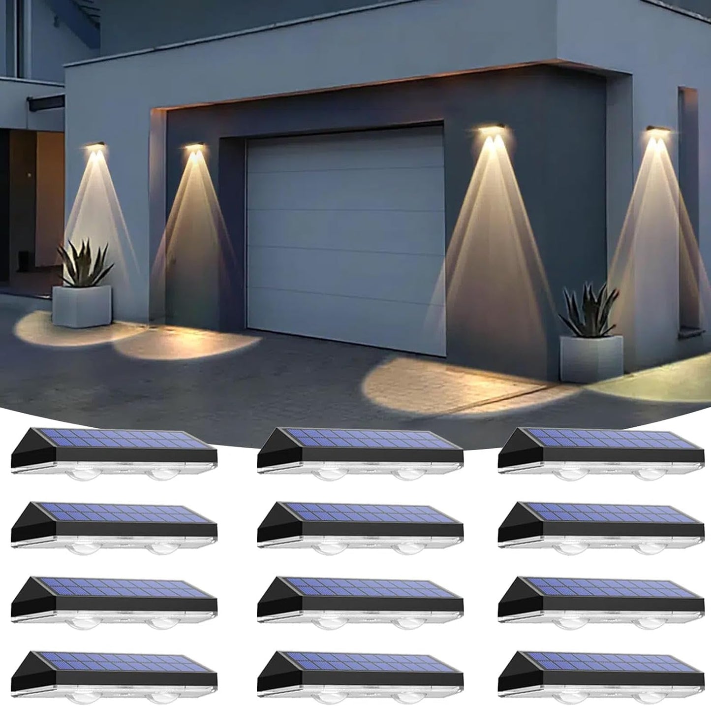 Solar Fence Lights Outdoor - 2700/4000/6000K 3 Mode, Solar Fence Lights Outdoor Waterproof LED, Fence Light Solar Powered for Outside, Backyard/Railing/Step/Patio/Wall and Home Improvement(8 Pack)