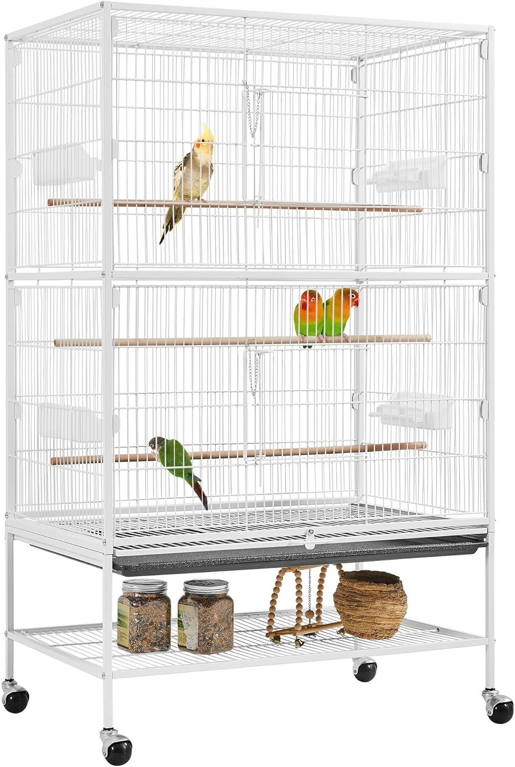 Yaheetech 52-inch Wrought Steel Standing Large Flight King Bird Cage for Cockatiels African Grey Quaker Amazon Sun Parakeets Green Cheek Conures Pigeons Parrot Bird Cage Birdcage with Stand