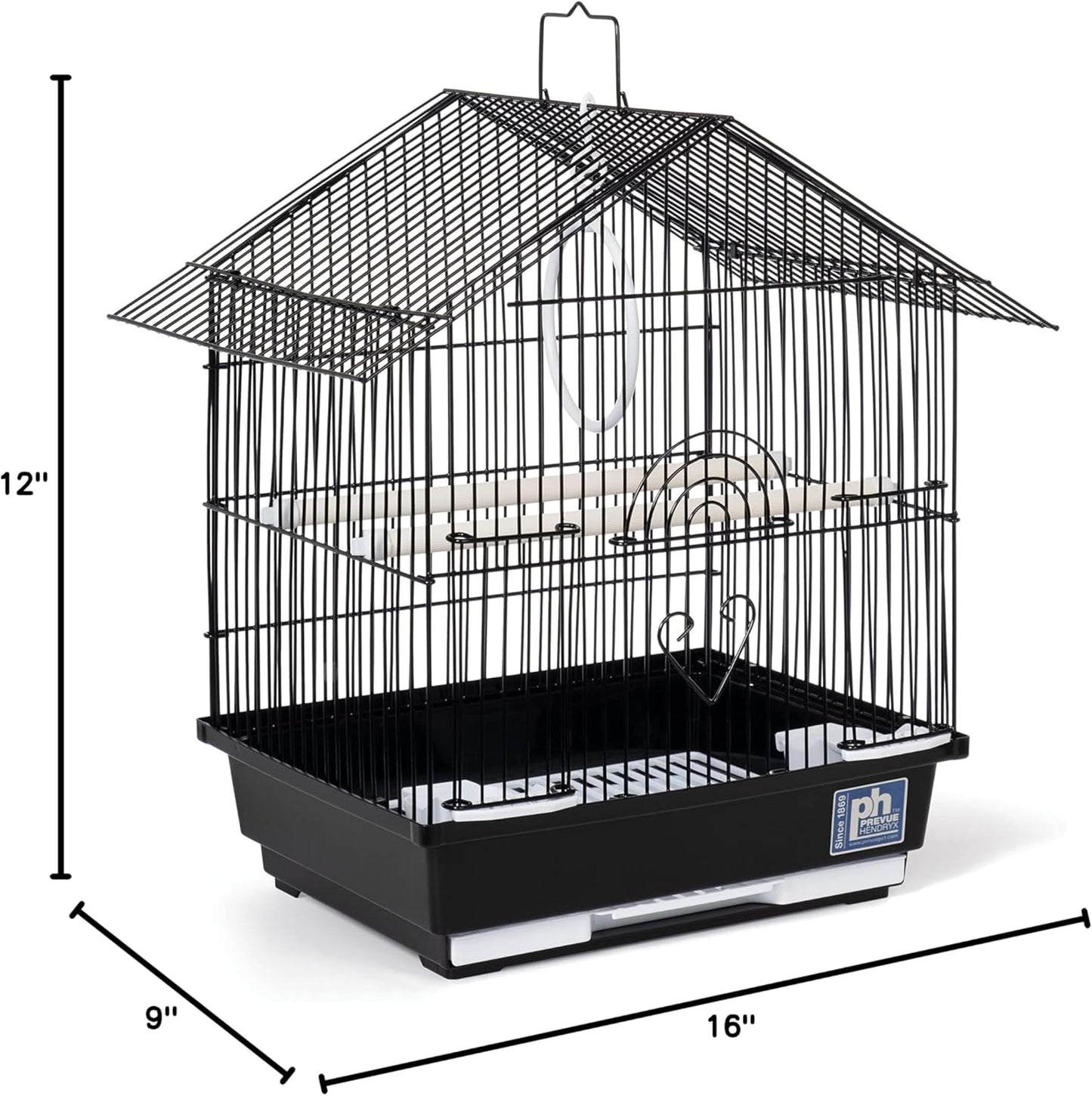 Prevue Pet Products Parakeet Manor Bird Cage with Handle for Home or Travel, Black