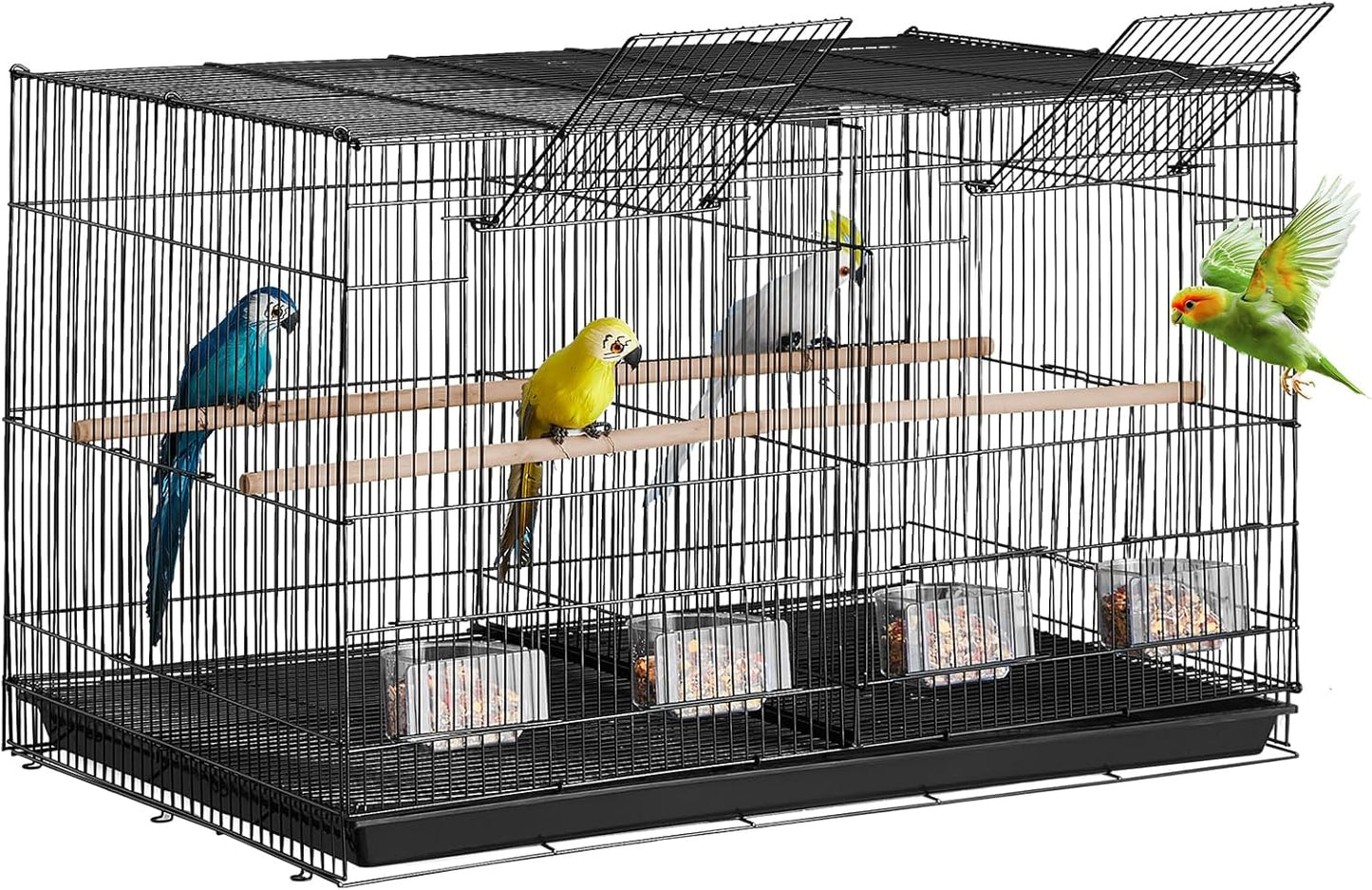VEVOR 30-inch Flight Bird Cage, Stackable Bird Cage for Small Parrots Canaries Cockatiels Lovebirds Finches Budgies Conures Macaws Pet Travel Birdcage with Handle and Perches