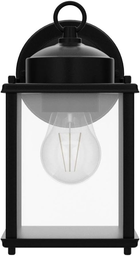 Outdoor Wall Lantern, Exterior Waterproof Wall Sconce Light Fixtures, Black Front Door Wall Lighting with Clear Beveled Glass Shade, 2 Pack