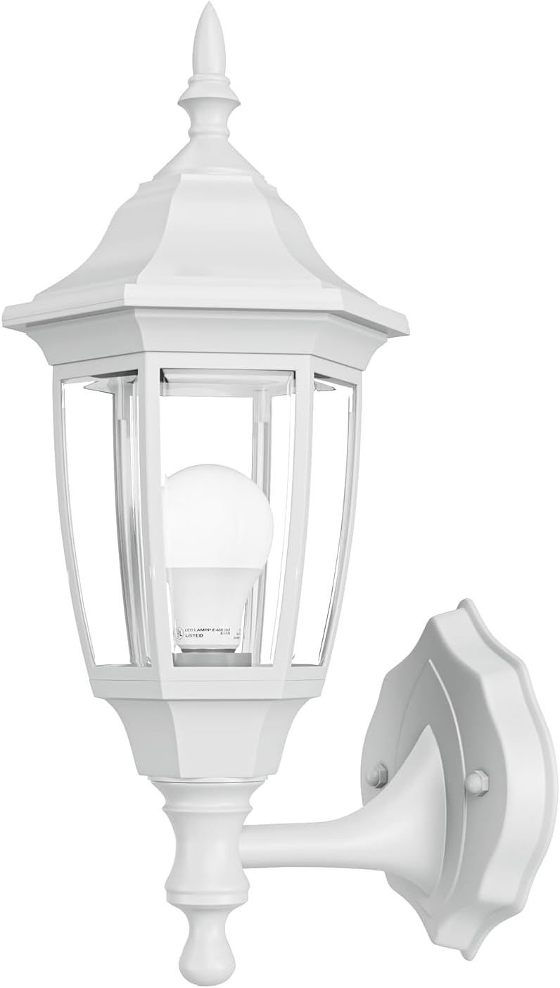 EMART Outdoor Porch Sconce LED Exterior Wall Light Fixtures, Special Handling Anti-Corrosion Plastic Material, Waterproof Security Lamp for Garage, Front Door, House - 2 Pack, Black (Bulb Included)