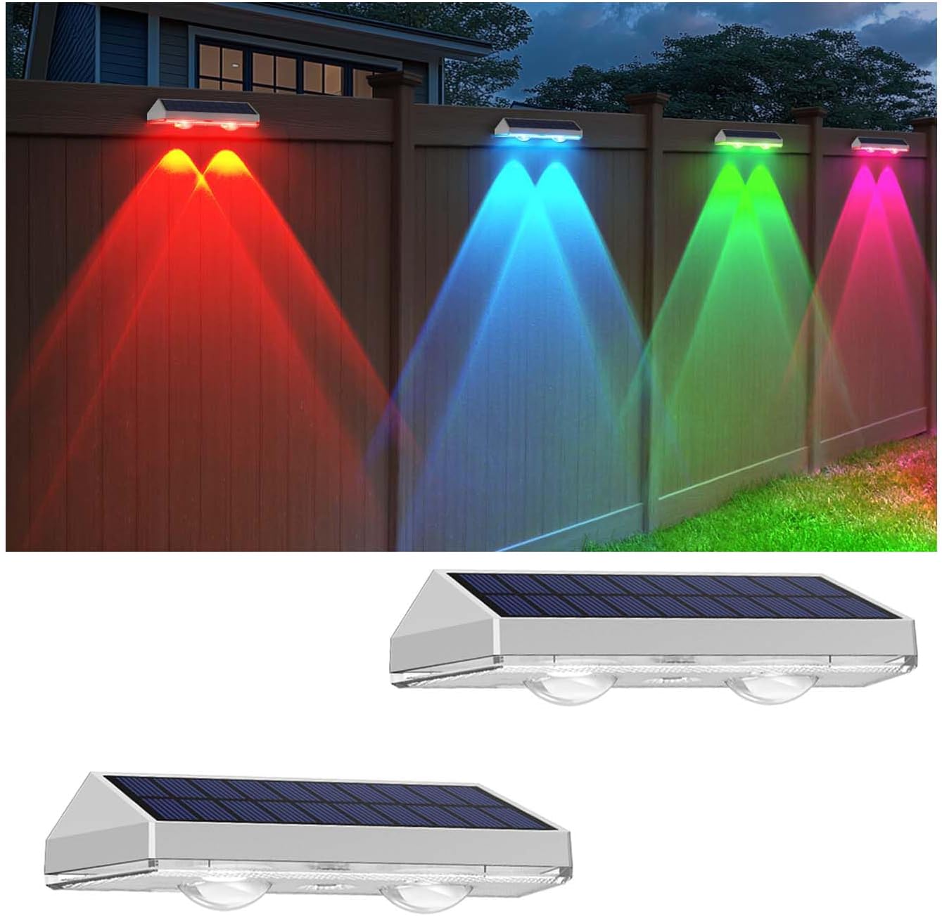 Solar Fence Lights Outdoor - 2700/4000/6000K 3 Mode, Solar Fence Lights Outdoor Waterproof LED, Fence Light Solar Powered for Outside, Backyard/Railing/Step/Patio/Wall and Home Improvement(8 Pack)