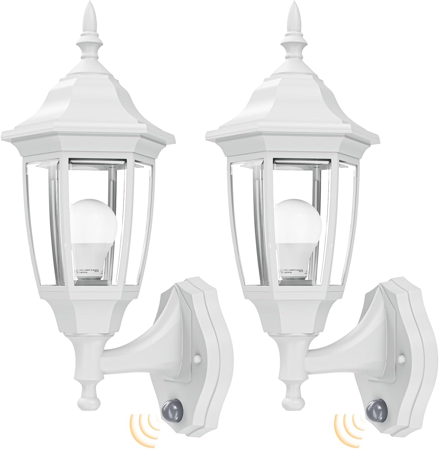 EMART Outdoor Porch Sconce LED Exterior Wall Light Fixtures, Special Handling Anti-Corrosion Plastic Material, Waterproof Security Lamp for Garage, Front Door, House - 2 Pack, Black (Bulb Included)