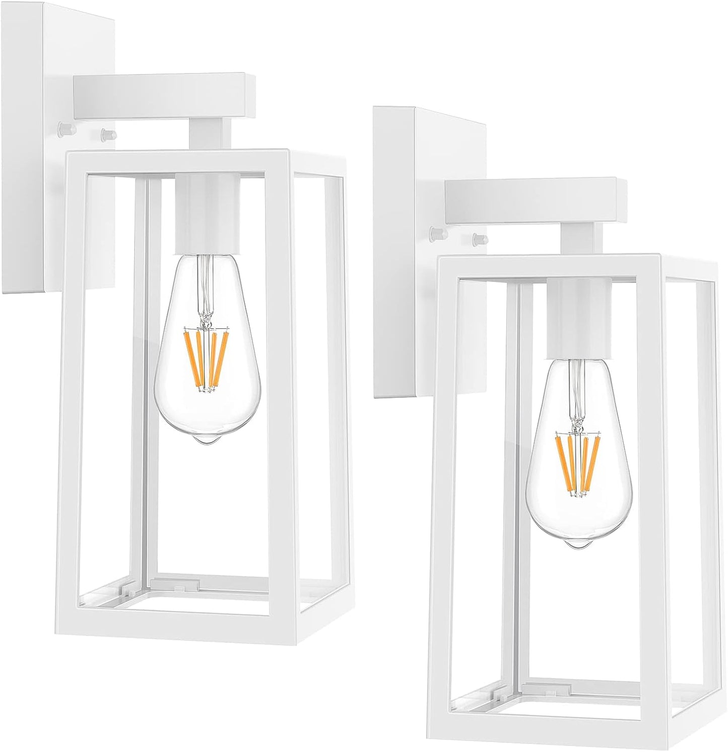 MAXvolador Outdoor Wall Sconce, Exterior Waterproof Wall Lantern Light Fixtures, Black Porch Lights with Toughened Glass Shade, Anti-Rust E26 Socket Front Door Mount Lighting, 2 Pack