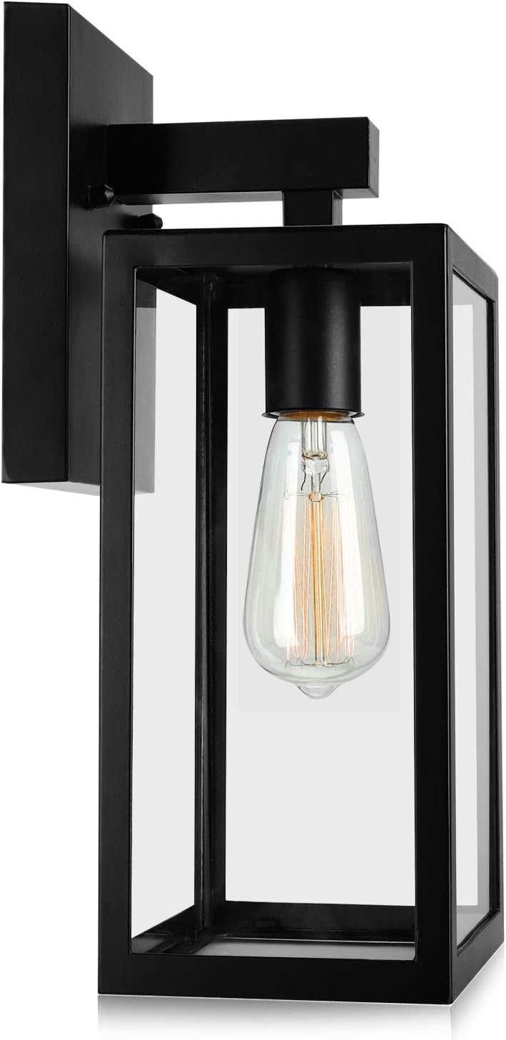 MAXvolador Outdoor Wall Lantern, Exterior Waterproof Wall Sconce Light Fixture, Black Anti-Rust Mount Light with Clear Glass, E26 Base Wall Lamp
