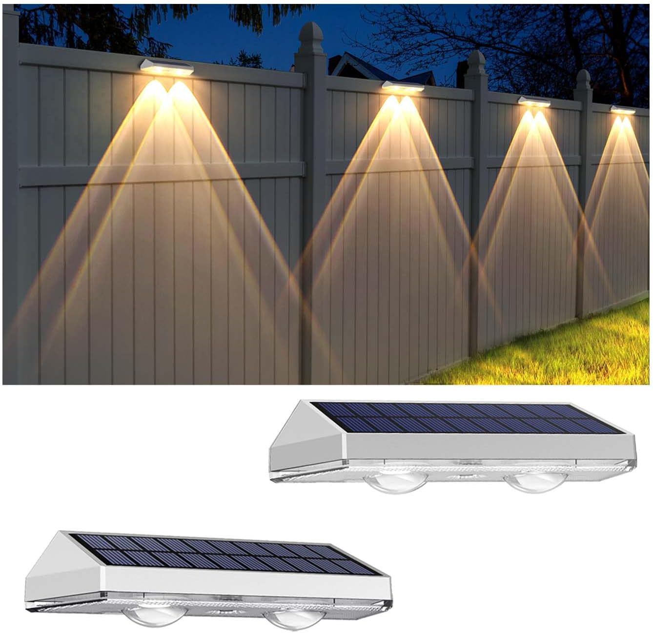 Solar Fence Lights Outdoor - 2700/4000/6000K 3 Mode, Solar Fence Lights Outdoor Waterproof LED, Fence Light Solar Powered for Outside, Backyard/Railing/Step/Patio/Wall and Home Improvement(8 Pack)