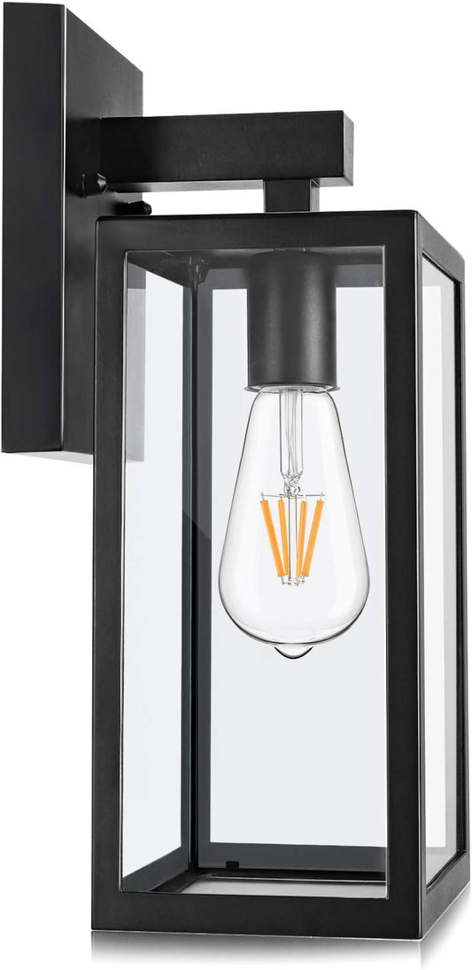 MAXvolador Outdoor Wall Lantern, Exterior Waterproof Wall Sconce Light Fixture, Black Anti-Rust Mount Light with Clear Glass, E26 Base Wall Lamp