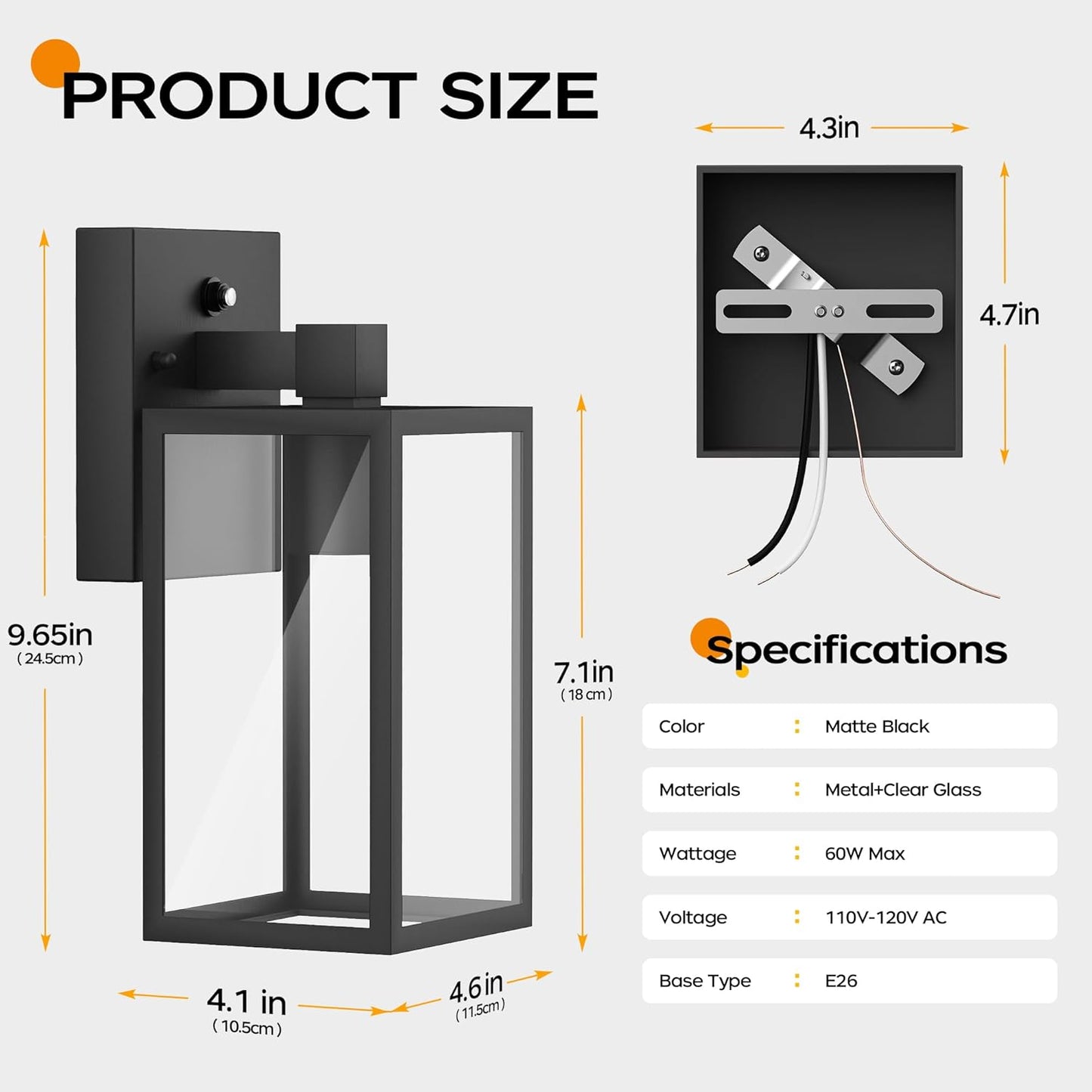 WIHTU Dusk to Dawn Outdoor Lighting Fixtures, Exterior Front Porch Light, Black Sensor Wall Sconce Lamp, Waterproof Wall Lantern, Anti Rust Outside Coach Lights for House, Doorway, Garage