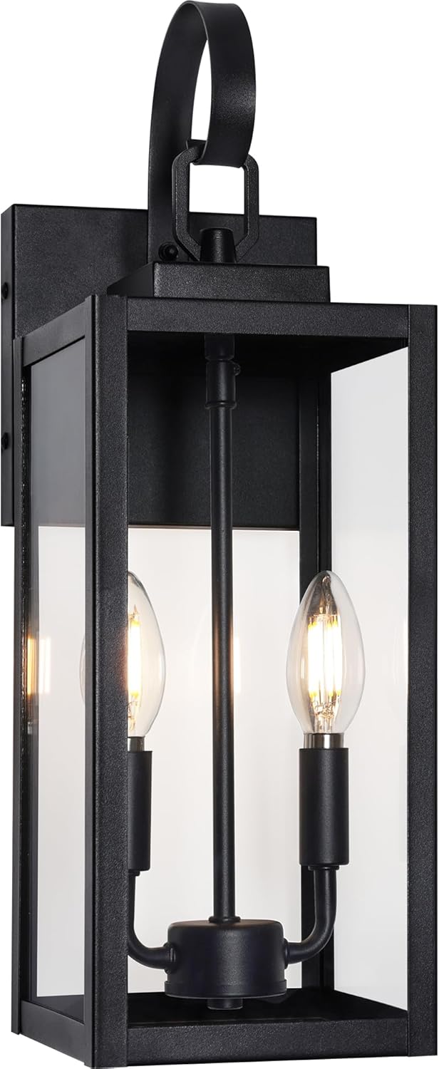 BesLowe 2-Pack Outdoor Wall Light Fixtures, Exterior Lighting Fixtures Wall Mount, Waterproof Porch Lights Outdoor Wall Sconces Lanterns, Modern Outside Lights for House Front Door Garage, Black
