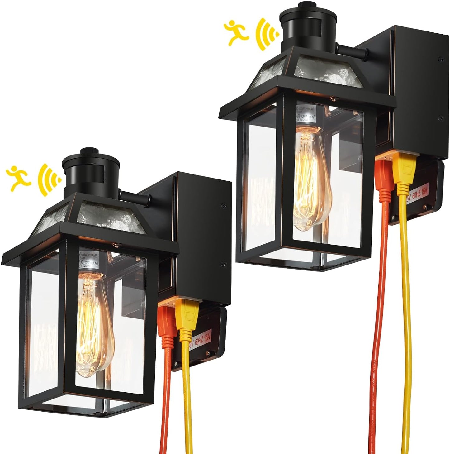 Porch Lights with GFCI Outlet, Dusk to Dawn Outdoor Lights with Outlet, 3 Lighting Modes Exterior Light Fixture Waterproof, Outside Lights for House Front Door Patio Garage