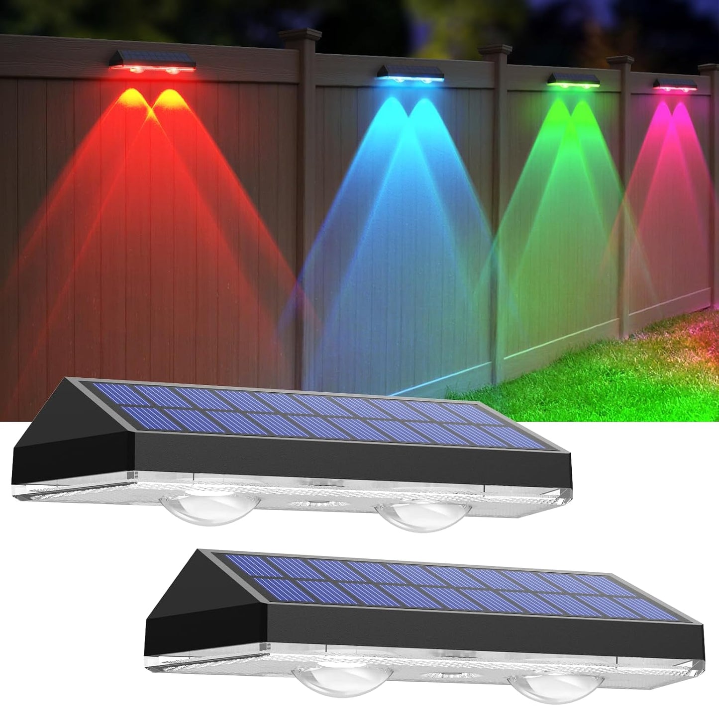 Solar Fence Lights Outdoor - 2700/4000/6000K 3 Mode, Solar Fence Lights Outdoor Waterproof LED, Fence Light Solar Powered for Outside, Backyard/Railing/Step/Patio/Wall and Home Improvement(8 Pack)