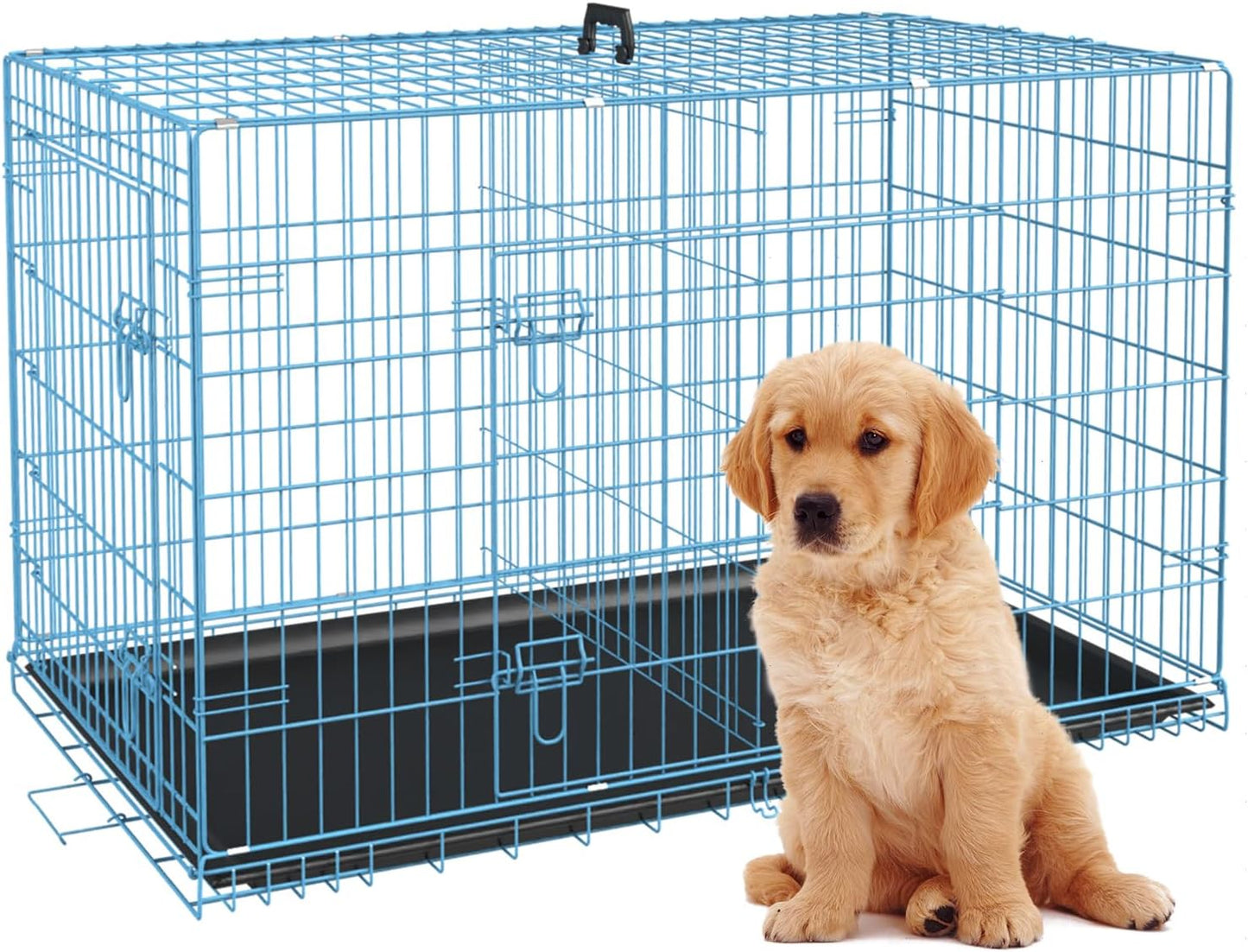 Best Pet 48 Inch Dog Crates for Large Dogs Folding Metal Wire Crates Dog Kennels Outdoor and Indoor Pet Dog Cage Crate with Double-Door,Divider Panel, Removable Tray