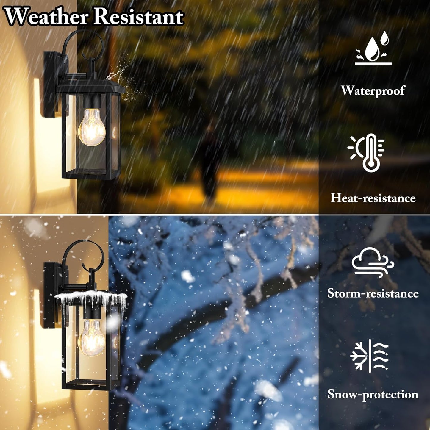 BesLowe 2-Pack Outdoor Wall Light Fixtures, Exterior Lighting Fixtures Wall Mount, Waterproof Porch Lights Outdoor Wall Sconces Lanterns, Modern Outside Lights for House Front Door Garage, Black