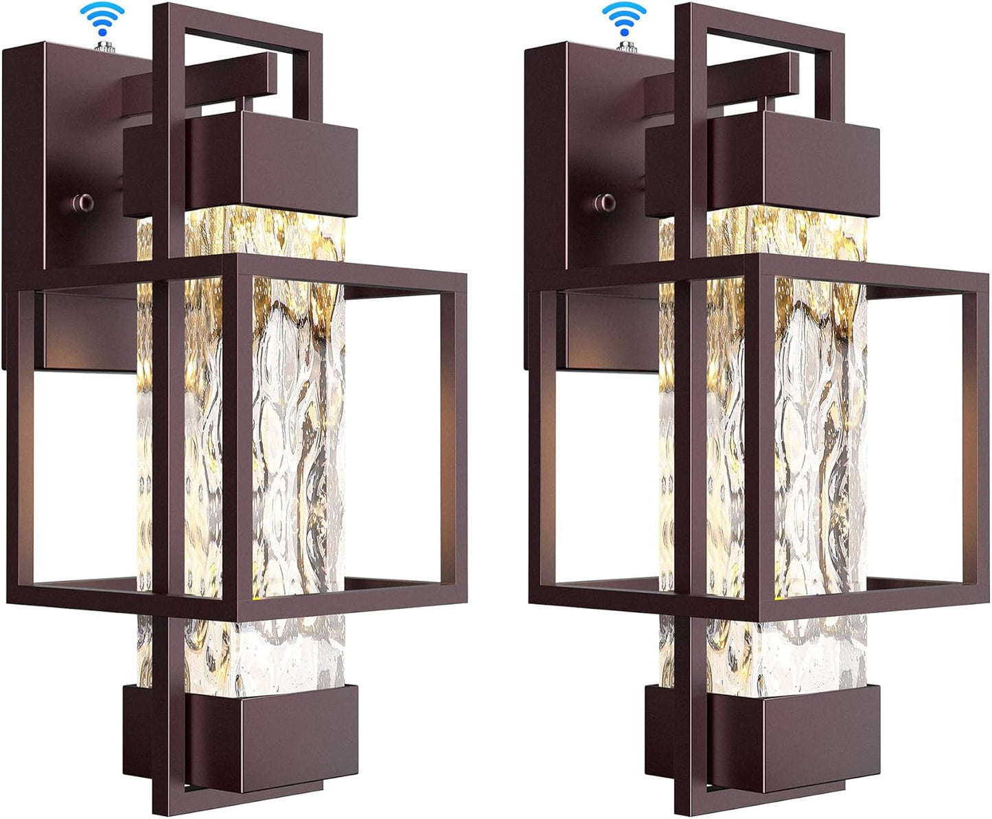 PARTPHONER Modern Outdoor Light Fixtures Dusk to Dawn Outdoor Lighting 2 Pack, 15" Exterior Wall Sconce Waterproof Porch Light, Outside Lamp for House with Water Glass for Garage Doorway