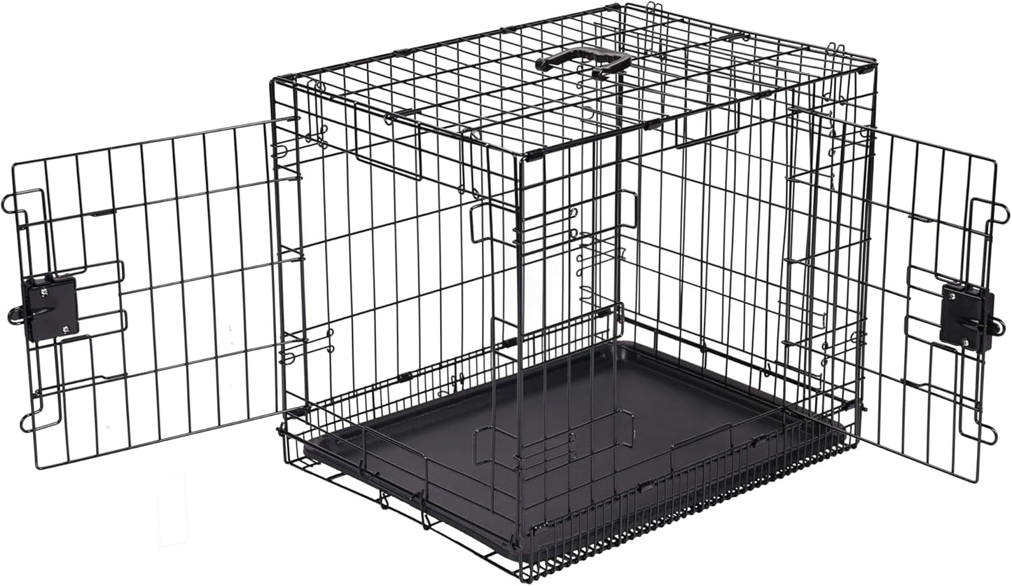Amazon Basics Durable, Foldable Metal Wire Dog Crate with Tray, Single Door, 30 x 19 x 21 in, Black