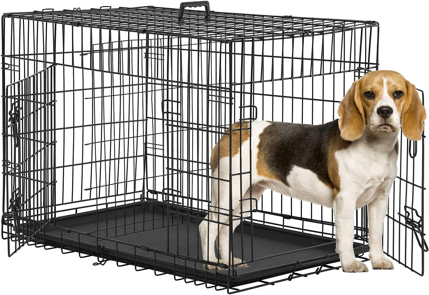 Best Pet 48 Inch Dog Crates for Large Dogs Folding Metal Wire Crates Dog Kennels Outdoor and Indoor Pet Dog Cage Crate with Double-Door,Divider Panel, Removable Tray