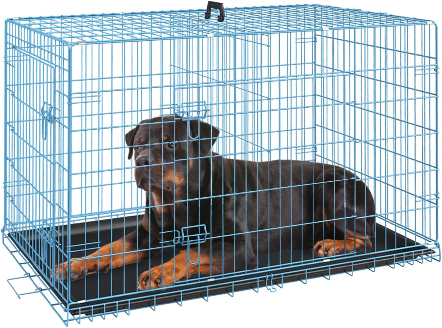 FDW Dog Crate Dog Kennel Cage with Double Door,36 inch Folding Metal Wire Dog Cage with Removable Tray&Divider Panel,Pet Crate for Medium Dogs,Black