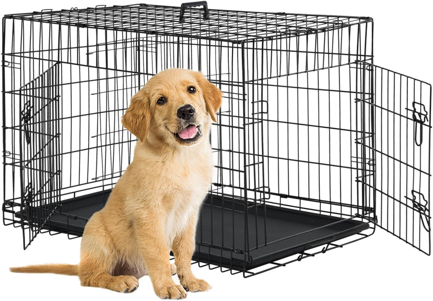 Best Pet 48 Inch Dog Crates for Large Dogs Folding Metal Wire Crates Dog Kennels Outdoor and Indoor Pet Dog Cage Crate with Double-Door,Divider Panel, Removable Tray