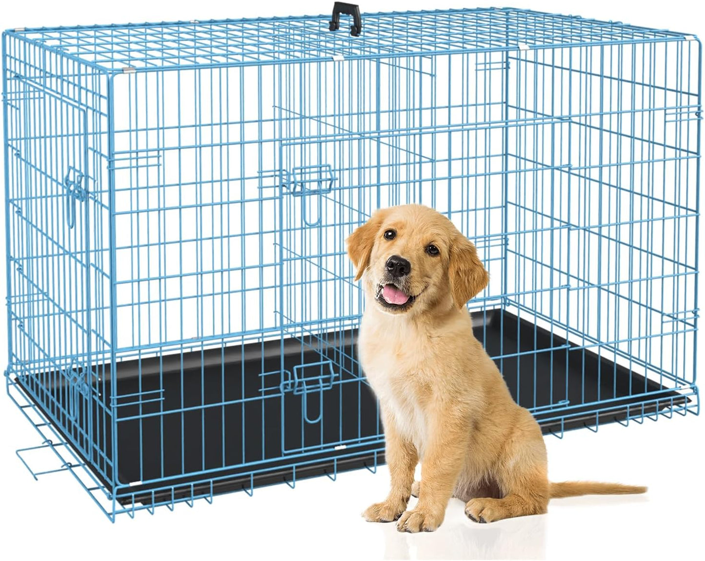Best Pet 48 Inch Dog Crates for Large Dogs Folding Metal Wire Crates Dog Kennels Outdoor and Indoor Pet Dog Cage Crate with Double-Door,Divider Panel, Removable Tray
