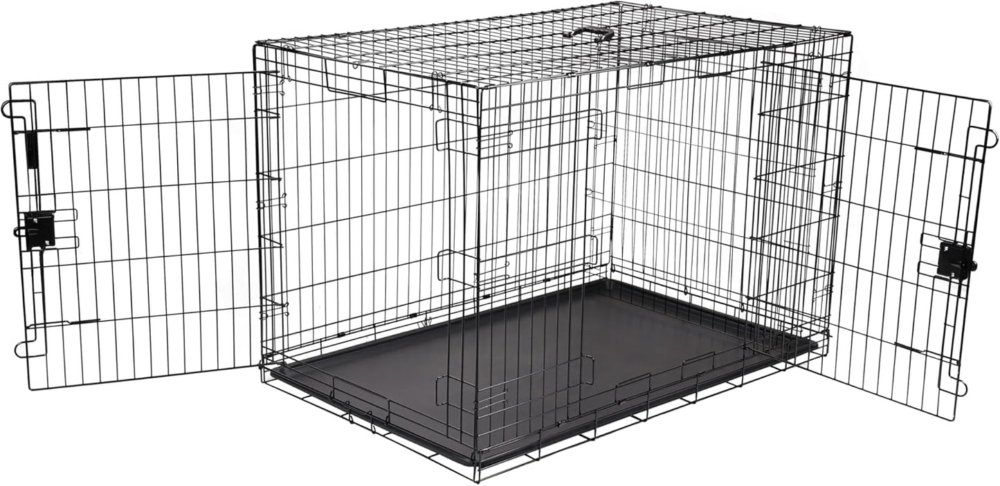 Amazon Basics Durable, Foldable Metal Wire Dog Crate with Tray, Single Door, 30 x 19 x 21 in, Black