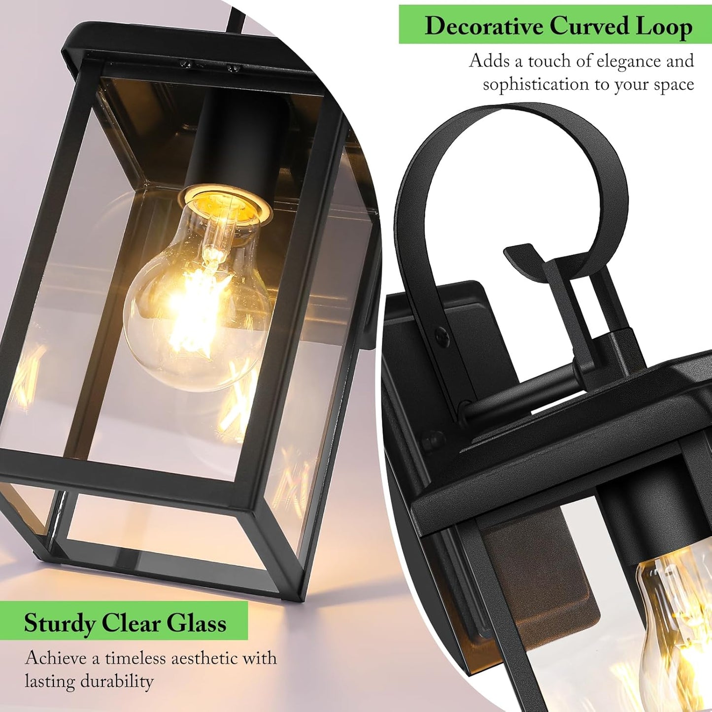 BesLowe 2-Pack Outdoor Wall Light Fixtures, Exterior Lighting Fixtures Wall Mount, Waterproof Porch Lights Outdoor Wall Sconces Lanterns, Modern Outside Lights for House Front Door Garage, Black