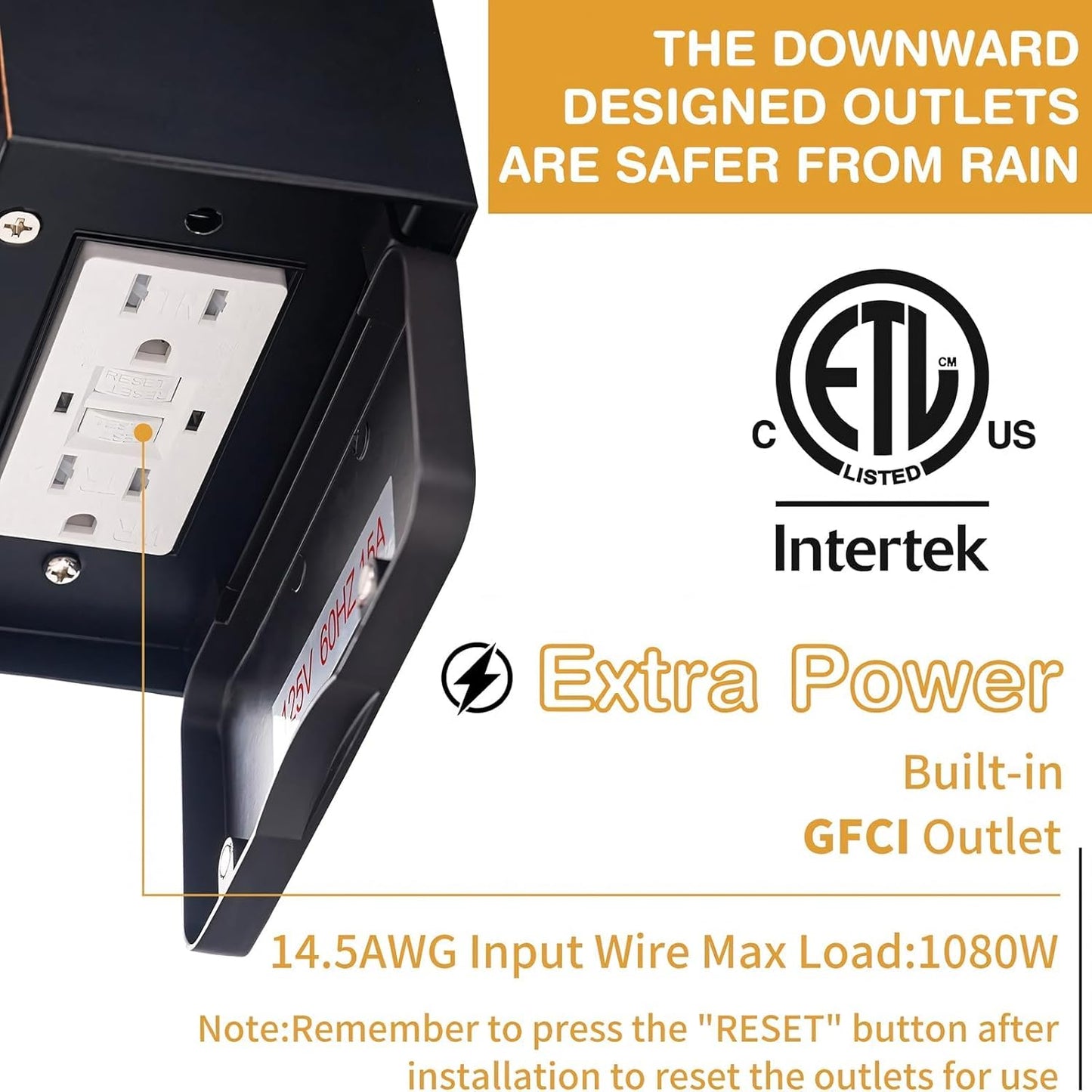 Porch Lights with GFCI Outlet, Dusk to Dawn Outdoor Lights with Outlet, 3 Lighting Modes Exterior Light Fixture Waterproof, Outside Lights for House Front Door Patio Garage