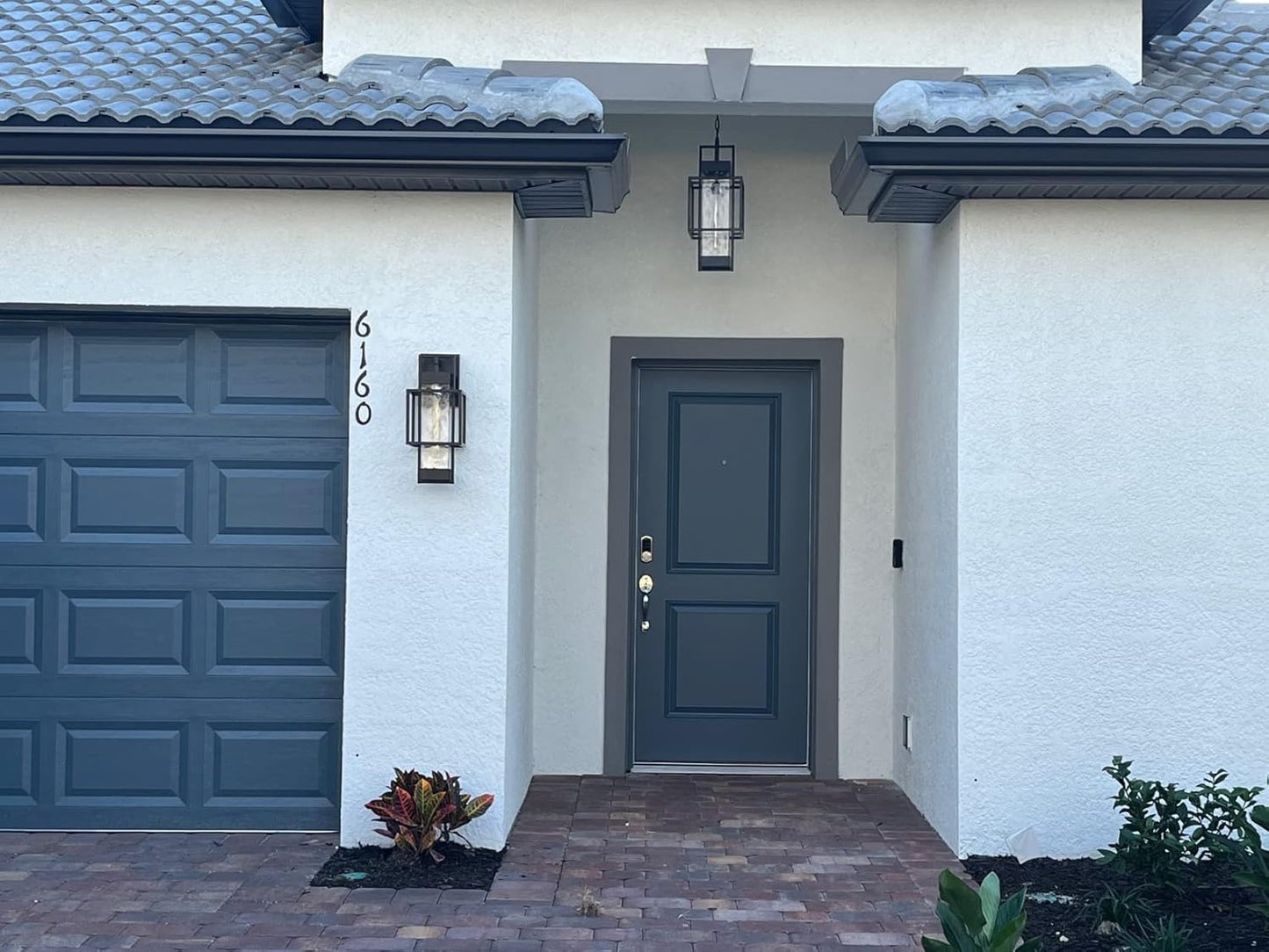 PARTPHONER Modern Outdoor Light Fixtures Dusk to Dawn Outdoor Lighting 2 Pack, 15" Exterior Wall Sconce Waterproof Porch Light, Outside Lamp for House with Water Glass for Garage Doorway