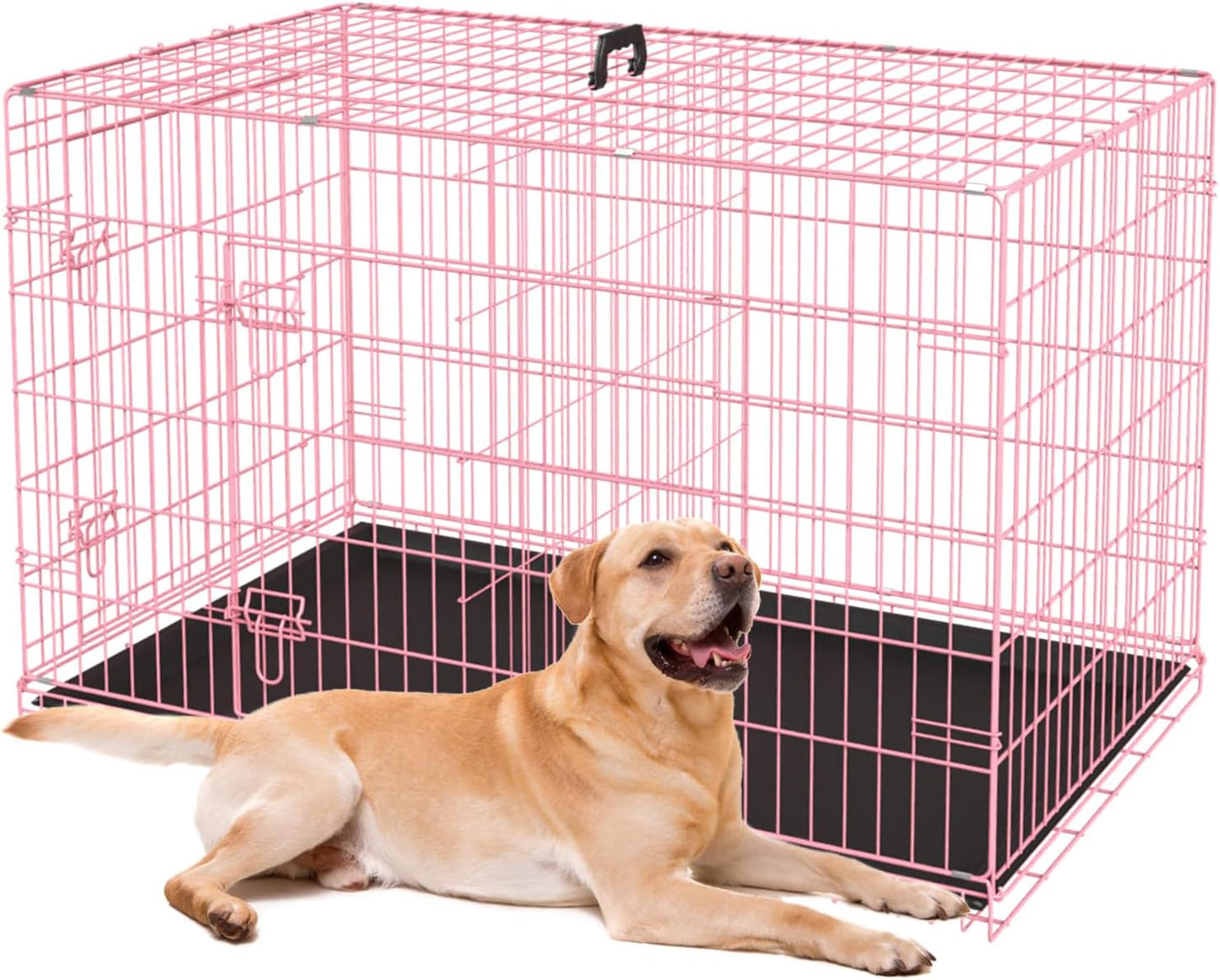 Best Pet 48 Inch Dog Crates for Large Dogs Folding Metal Wire Crates Dog Kennels Outdoor and Indoor Pet Dog Cage Crate with Double-Door,Divider Panel, Removable Tray
