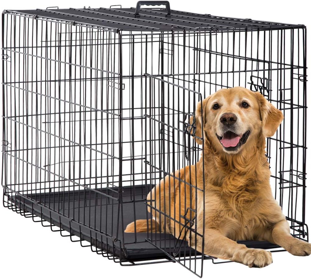 Best Pet 48 Inch Dog Crates for Large Dogs Folding Metal Wire Crates Dog Kennels Outdoor and Indoor Pet Dog Cage Crate with Double-Door,Divider Panel, Removable Tray