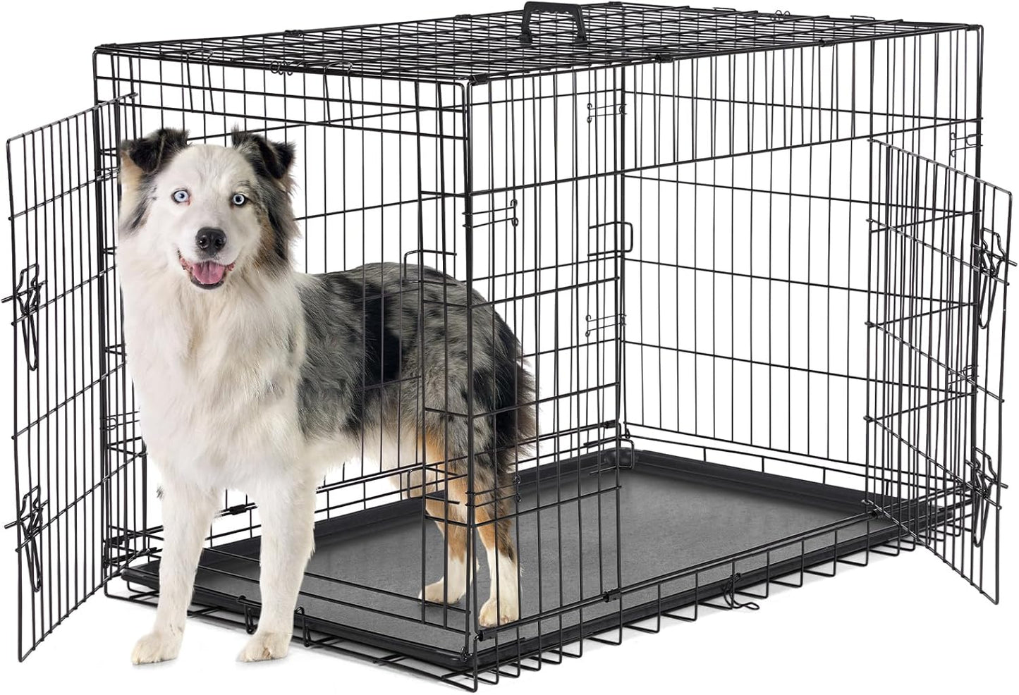 Sweetcrispy 24-Inch Single-Door Dog Crate–Durable Metal Pet Kennel with Secure Lock, Foldable Design, Removable Tray for Easy Cleaning, Portable Puppy Cage for Small Dogs, Ideal for Training & Travel