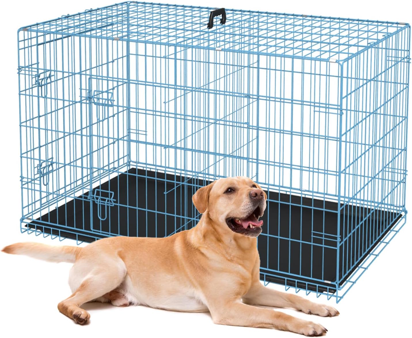 Best Pet 48 Inch Dog Crates for Large Dogs Folding Metal Wire Crates Dog Kennels Outdoor and Indoor Pet Dog Cage Crate with Double-Door,Divider Panel, Removable Tray