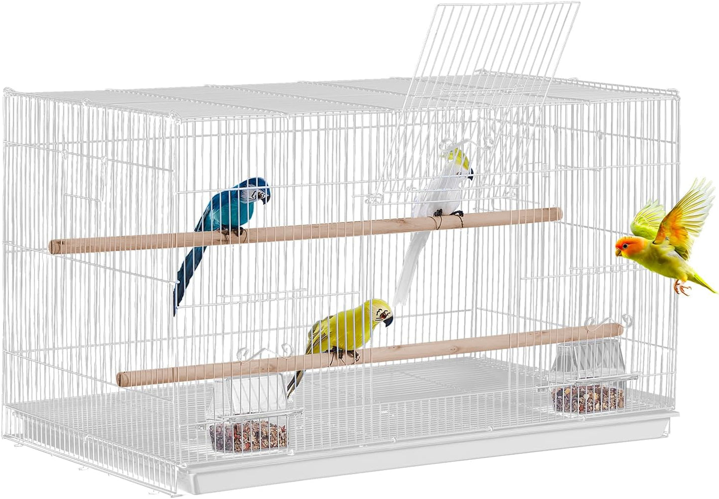 VEVOR 30-inch Flight Bird Cage, Stackable Bird Cage for Small Parrots Canaries Cockatiels Lovebirds Finches Budgies Conures Macaws Pet Travel Birdcage with Handle and Perches