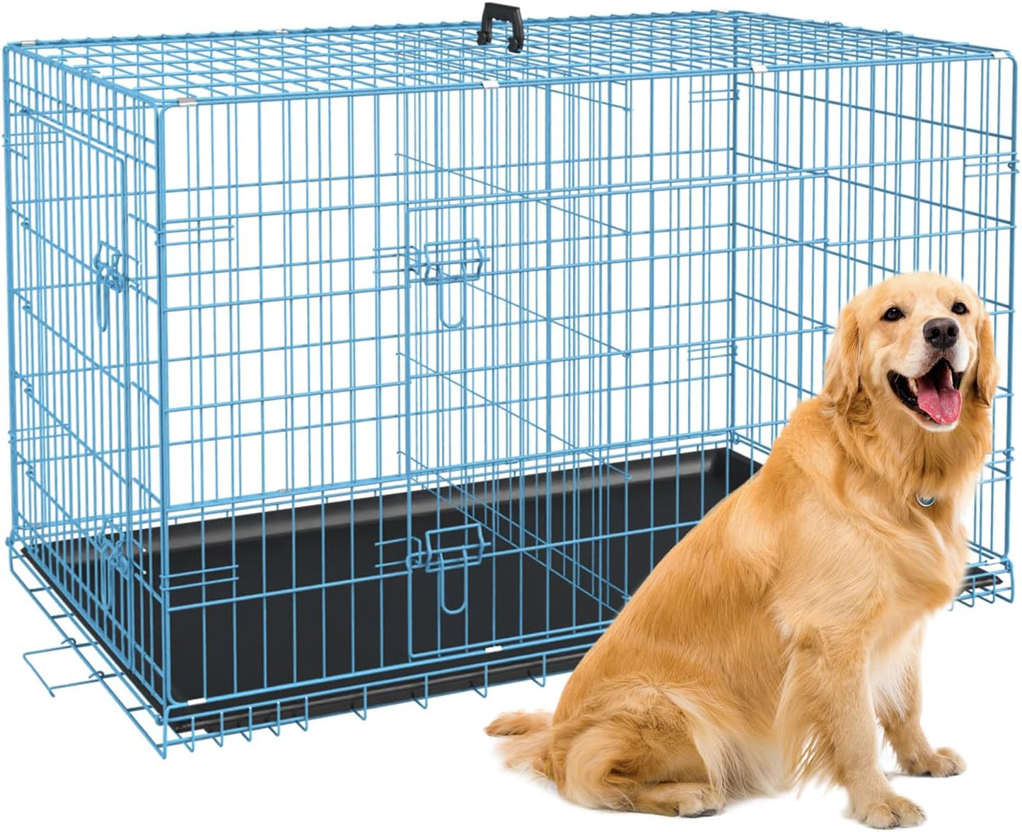 Best Pet 48 Inch Dog Crates for Large Dogs Folding Metal Wire Crates Dog Kennels Outdoor and Indoor Pet Dog Cage Crate with Double-Door,Divider Panel, Removable Tray