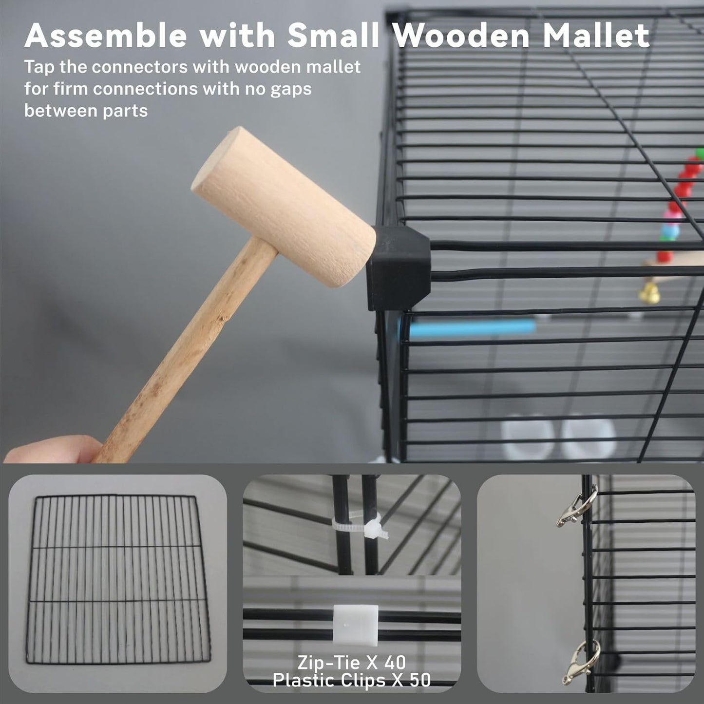 Extra Large Bird Cage, Black Parakeet Cages with Rolling Stand & Wheels, Wide Birdcage for Parrots Cockatiels Conure Budgie Canary Finch Lovebird