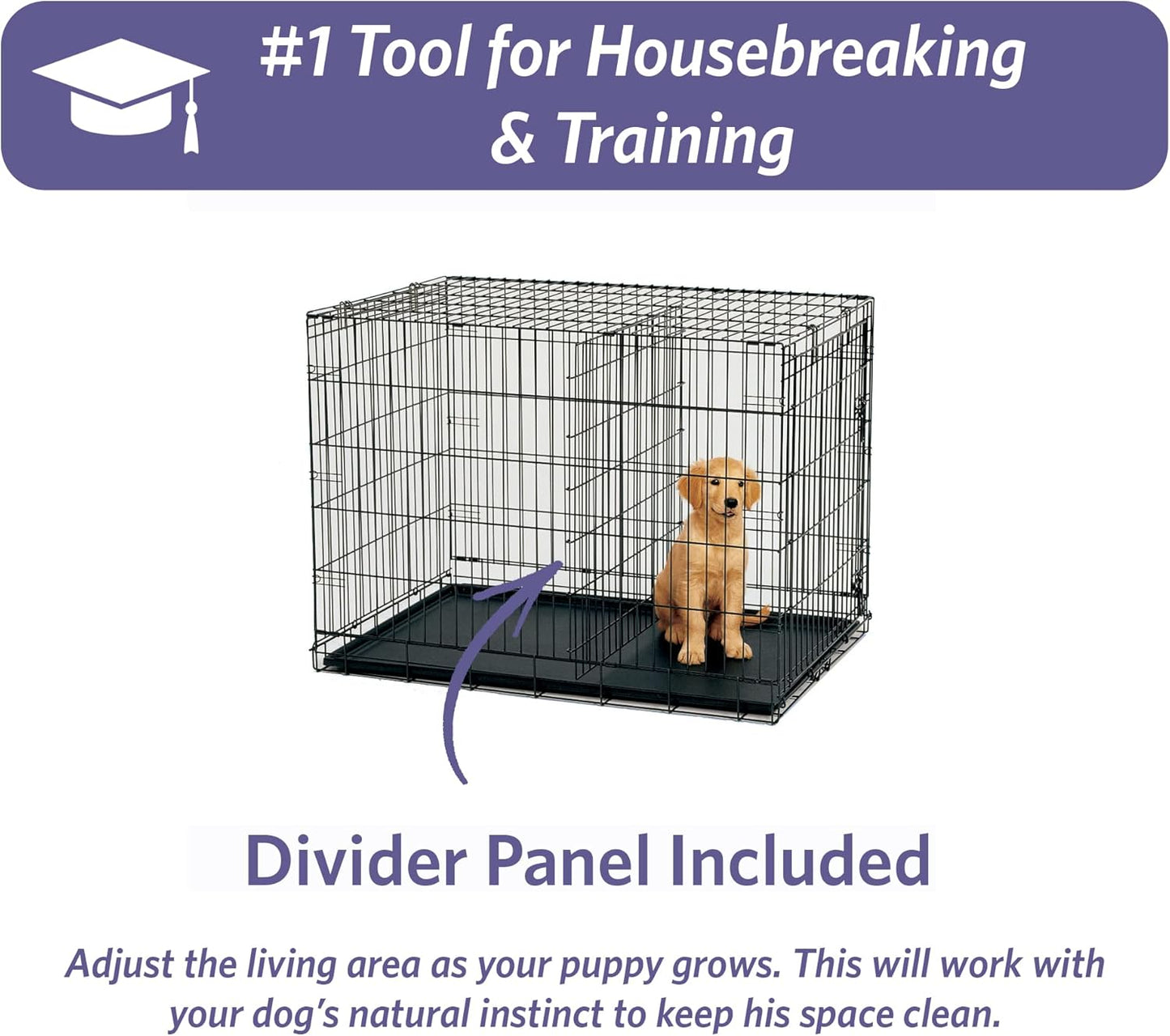 Midwest Homes for Pets Newly Enhanced Single & Double Door iCrate Dog Crate, Includes Leak-Proof Pan, Floor Protecting Feet, Divider Panel & New Patented Features