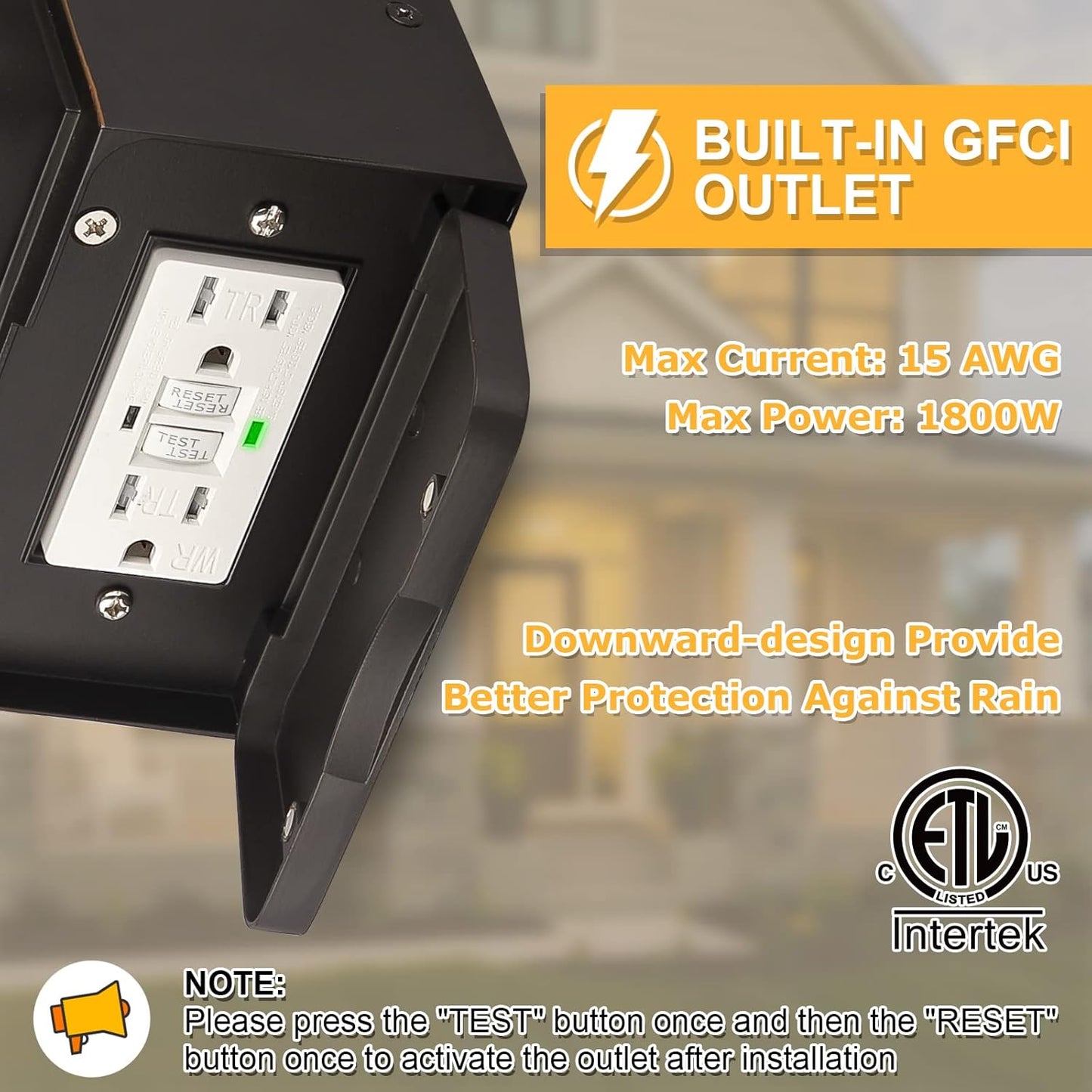 Porch Light with GFCI Outlet Built in, Dusk to Dawn Outdoor Lighting with Outlet, Waterproof Anti-Rust Alunmium Exterior Wall Mount Fixture, Outside Light for House Garage Front Door, Bulb Included