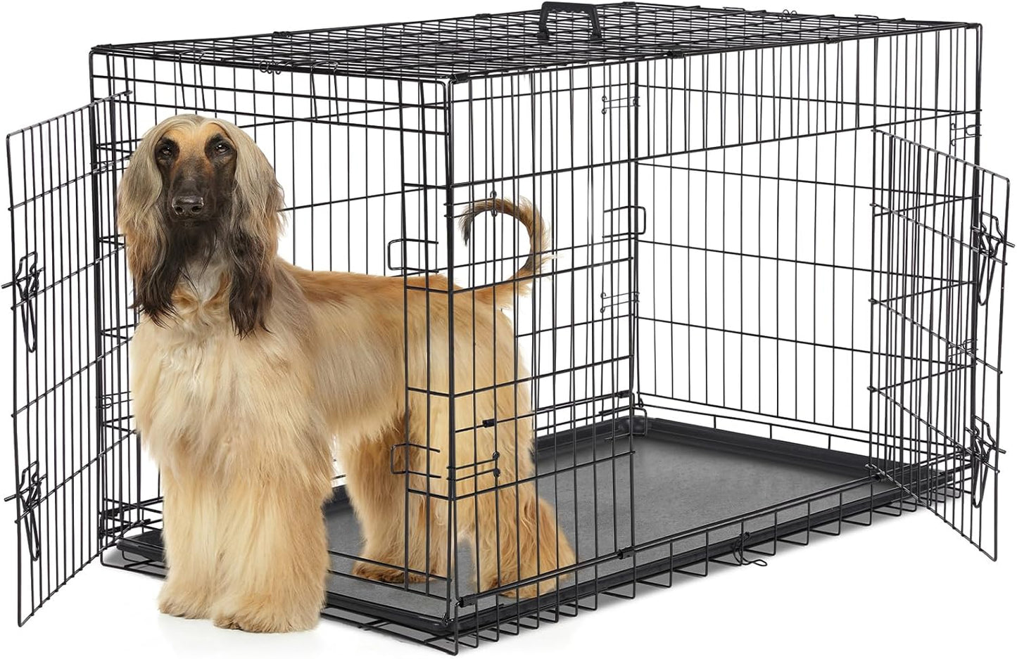 Sweetcrispy 24-Inch Single-Door Dog Crate–Durable Metal Pet Kennel with Secure Lock, Foldable Design, Removable Tray for Easy Cleaning, Portable Puppy Cage for Small Dogs, Ideal for Training & Travel