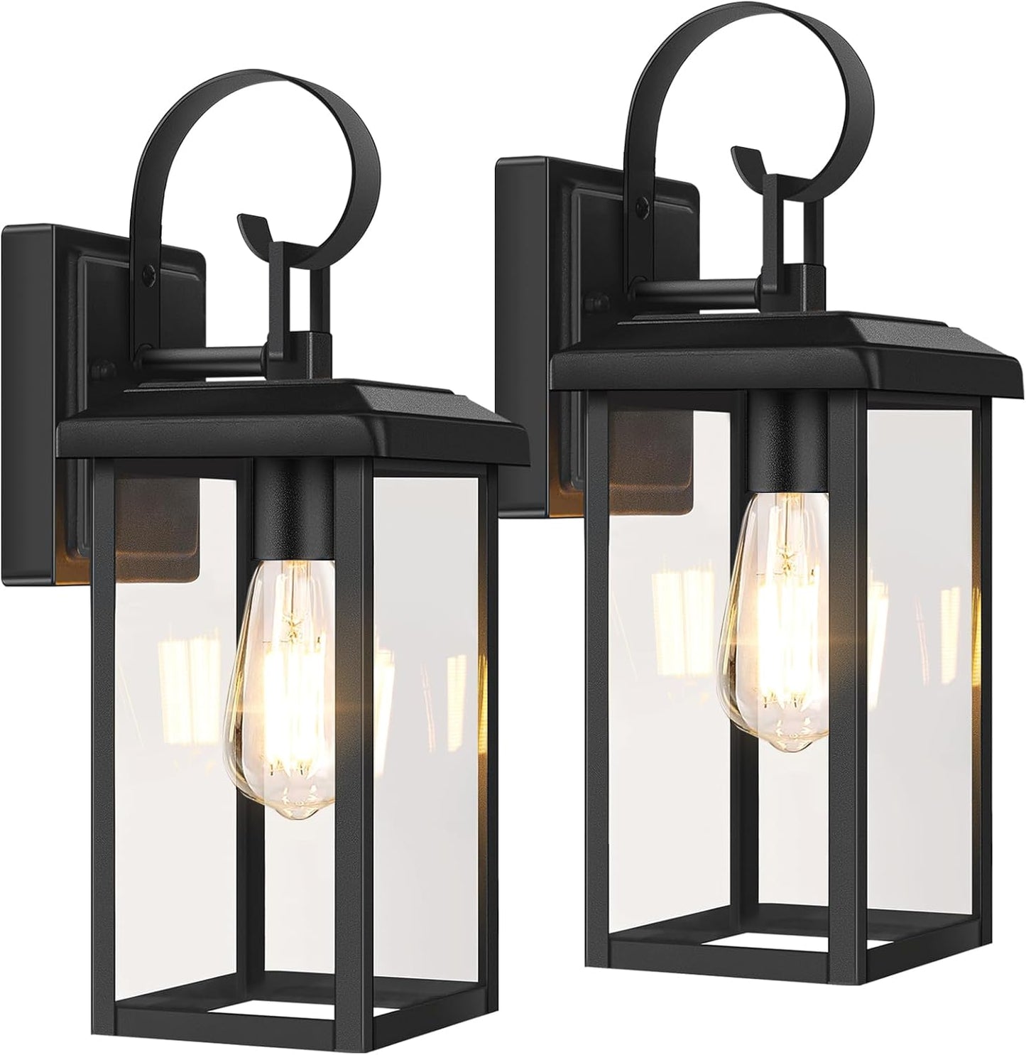 BesLowe 2-Pack Outdoor Wall Light Fixtures, Exterior Lighting Fixtures Wall Mount, Waterproof Porch Lights Outdoor Wall Sconces Lanterns, Modern Outside Lights for House Front Door Garage, Black