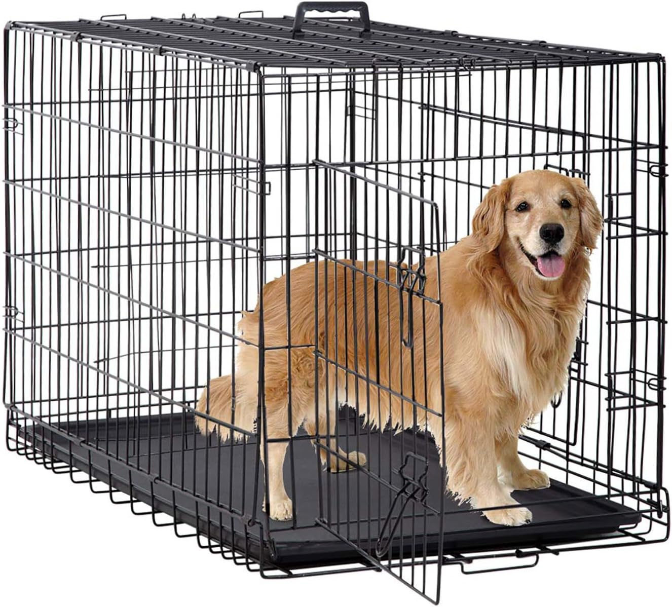 Best Pet 48 Inch Dog Crates for Large Dogs Folding Metal Wire Crates Dog Kennels Outdoor and Indoor Pet Dog Cage Crate with Double-Door,Divider Panel, Removable Tray