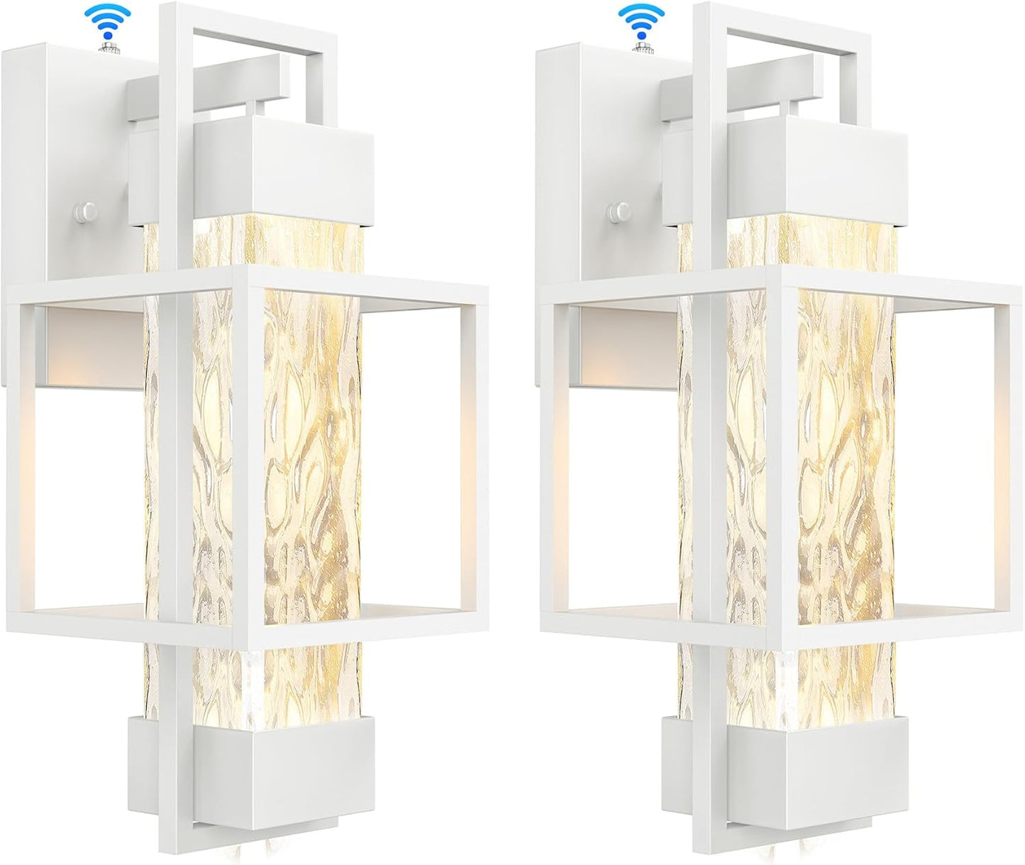 PARTPHONER Modern Outdoor Light Fixtures Dusk to Dawn Outdoor Lighting 2 Pack, 15" Exterior Wall Sconce Waterproof Porch Light, Outside Lamp for House with Water Glass for Garage Doorway