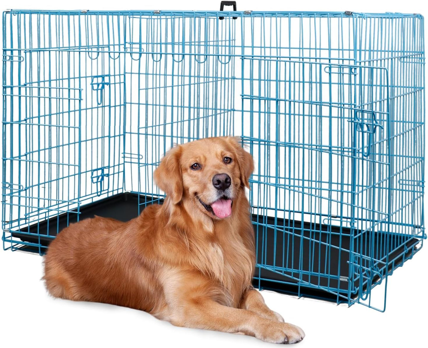 Best Pet 48 Inch Dog Crates for Large Dogs Folding Metal Wire Crates Dog Kennels Outdoor and Indoor Pet Dog Cage Crate with Double-Door,Divider Panel, Removable Tray