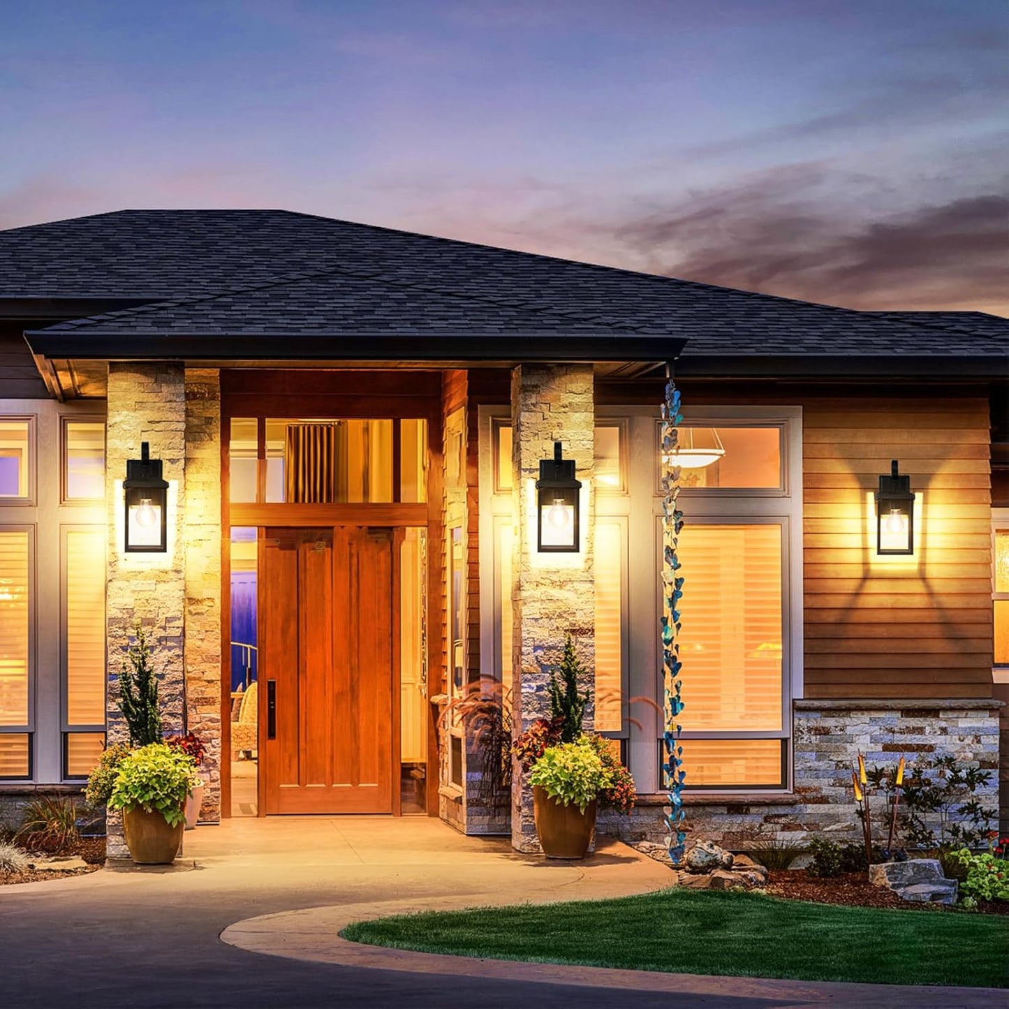 BesLowe 2-Pack Outdoor Wall Light Fixtures, Exterior Lighting Fixtures Wall Mount, Waterproof Porch Lights Outdoor Wall Sconces Lanterns, Modern Outside Lights for House Front Door Garage, Black