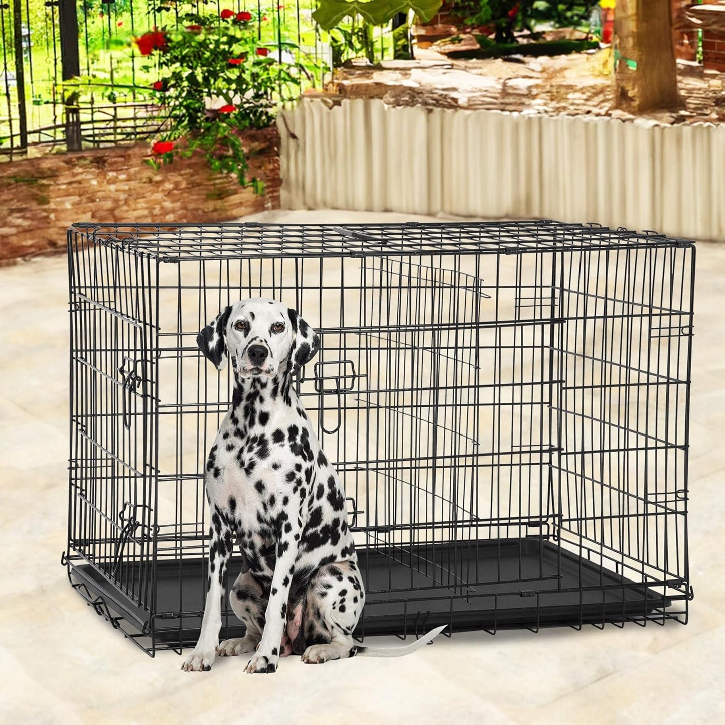 Best Pet 48 Inch Dog Crates for Large Dogs Folding Metal Wire Crates Dog Kennels Outdoor and Indoor Pet Dog Cage Crate with Double-Door,Divider Panel, Removable Tray