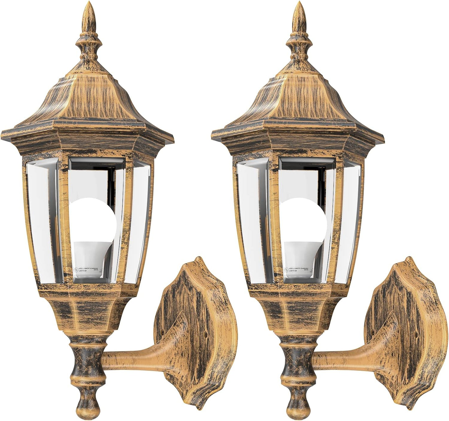 EMART Outdoor Porch Sconce LED Exterior Wall Light Fixtures, Special Handling Anti-Corrosion Plastic Material, Waterproof Security Lamp for Garage, Front Door, House - 2 Pack, Black (Bulb Included)