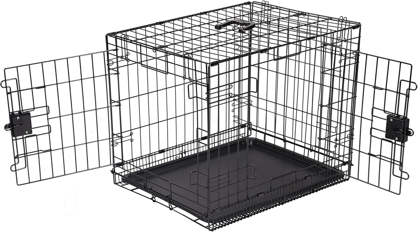 Amazon Basics Durable, Foldable Metal Wire Dog Crate with Tray, Single Door, 30 x 19 x 21 in, Black