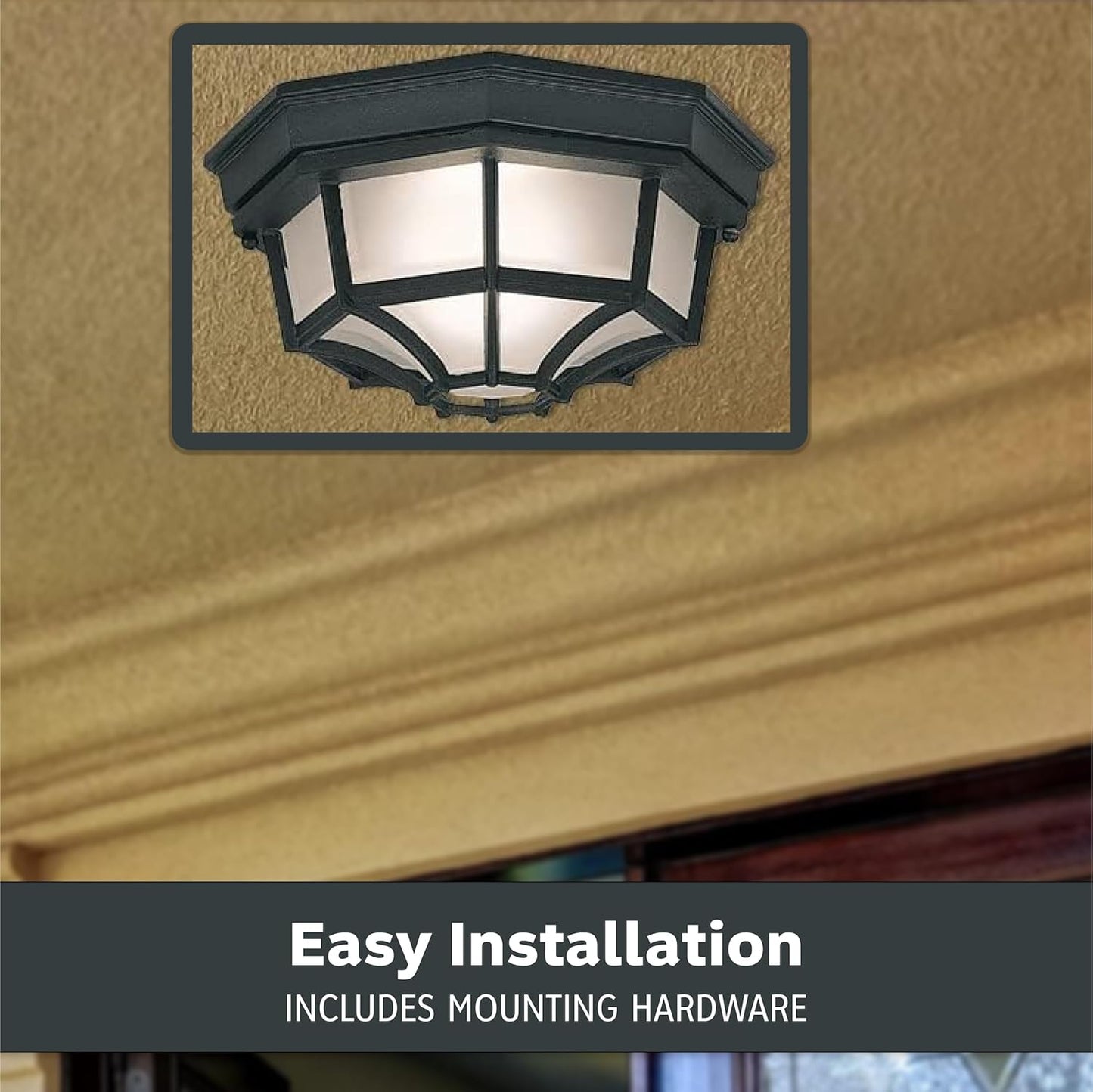 Designers Fountain 2067-BK Builder Cast Outdoor Flush Mount Ceiling Light, 10.5 in W, Black