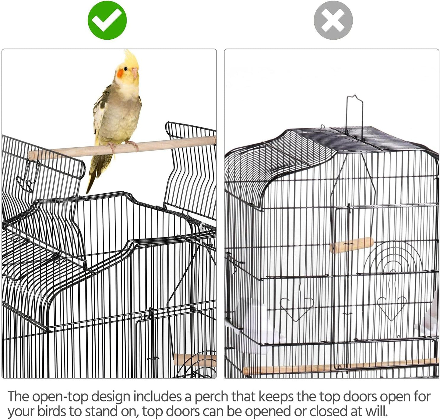 Yaheetech 41-inch Open Top Medium Bird Cages for Parakeets Finches Canaries Lovebirds Small Quaker Parrots Cockatiels Budgie Green Cheek Conure Travel Pet Flight Birdcage