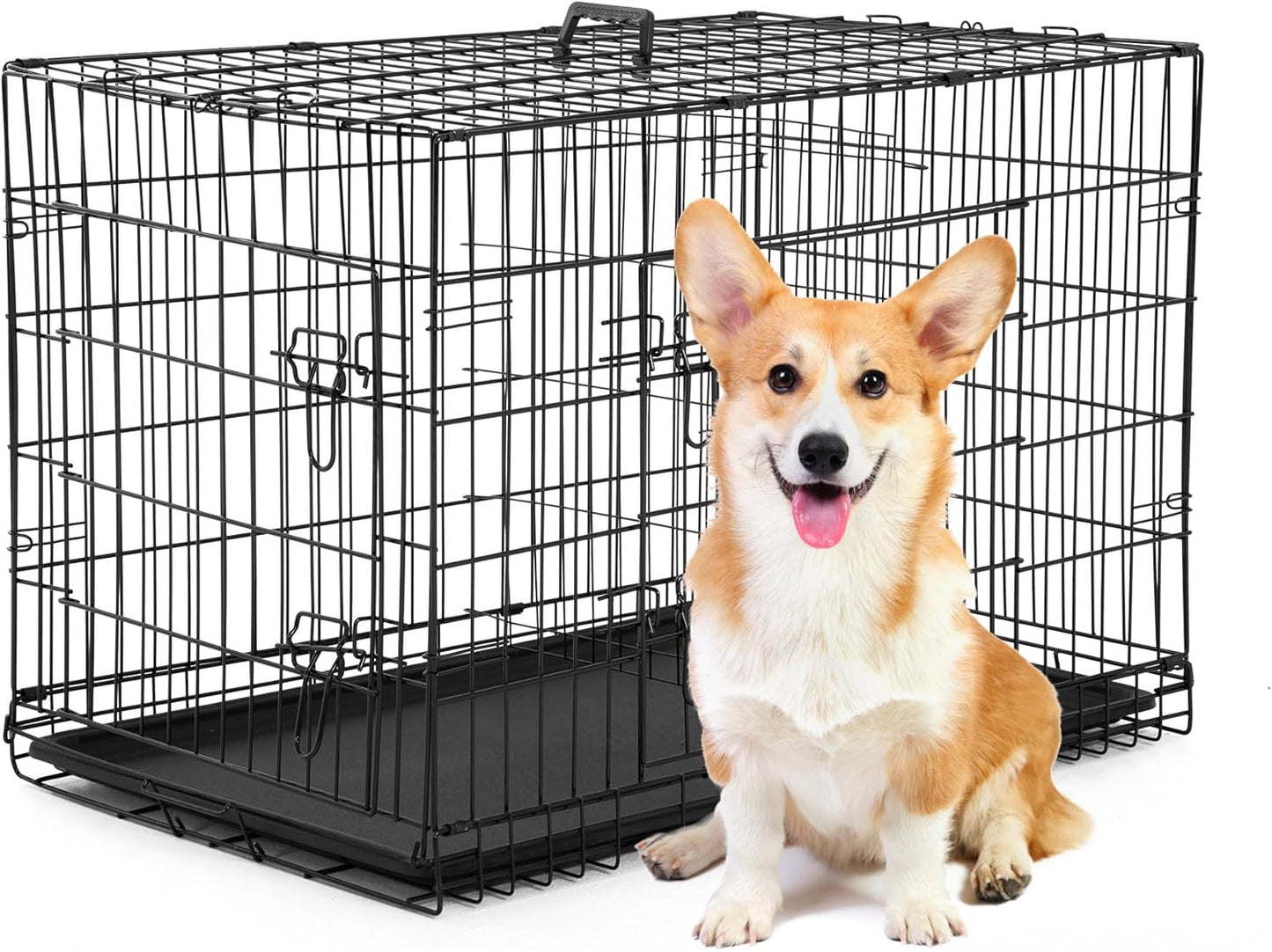 Best Pet 48 Inch Dog Crates for Large Dogs Folding Metal Wire Crates Dog Kennels Outdoor and Indoor Pet Dog Cage Crate with Double-Door,Divider Panel, Removable Tray